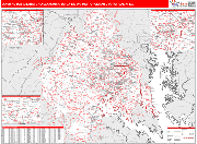 Washington-Arlington-Alexandria Wall Map Red Line Style
